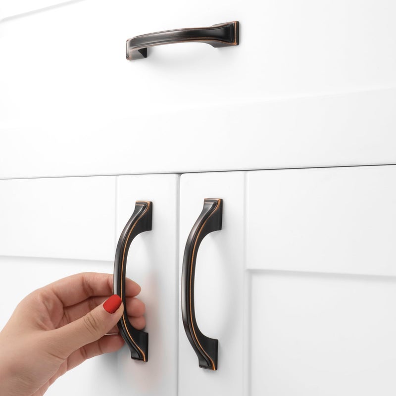 BEROSSA 3 Inch Screw Spacing  Oil Rubbed Bronze Footed Arch Pulls  Kitchen Cabinet Handles  Pack of 10 | Solid Furniture Hardware for Cupboard Door Bedroom Dresser Drawer Bathroom Vanity 8222 - Image 4